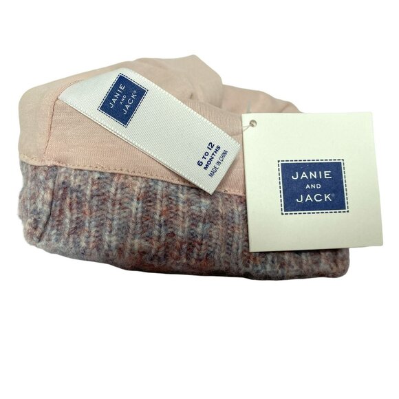 Janie & Jack Cable Knit Hat Infant 6-12 Mo Tweed Ribbed Border Fully Lined  NEW - Picture 2 of 2